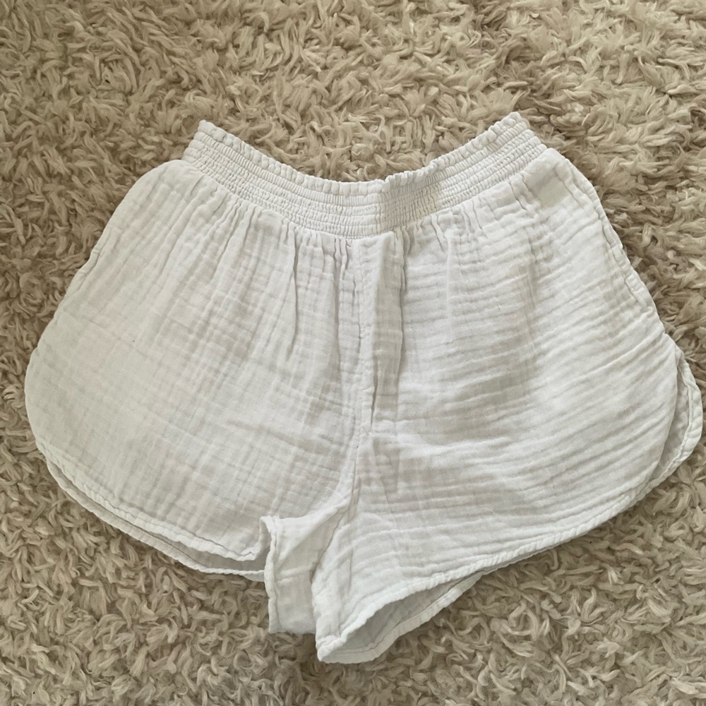 Aerie White Textured Shorts
